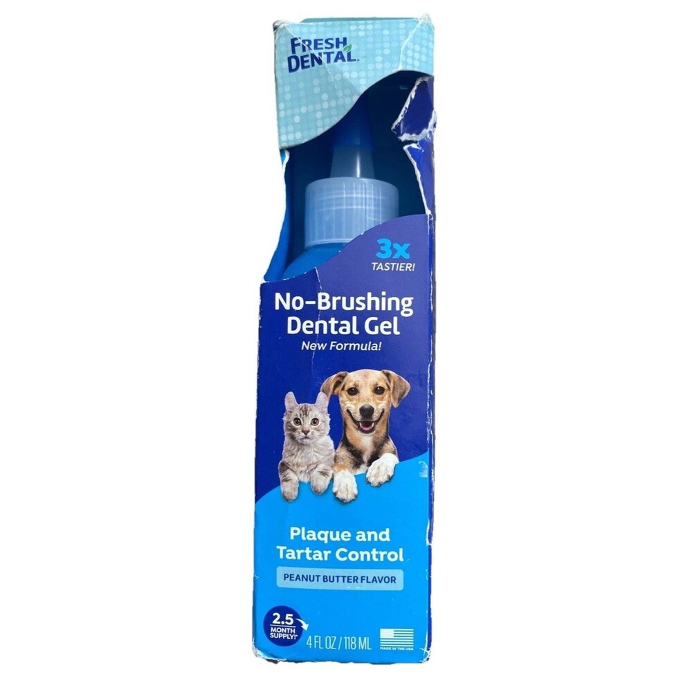 Fresh Dental No Brushing Gel Toothpaste for Dogs & Cats Plaque Remover Pet 4oz